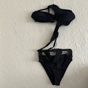 SHEIN Black Body Wrap Bikini Swim Top Bottom 0XL